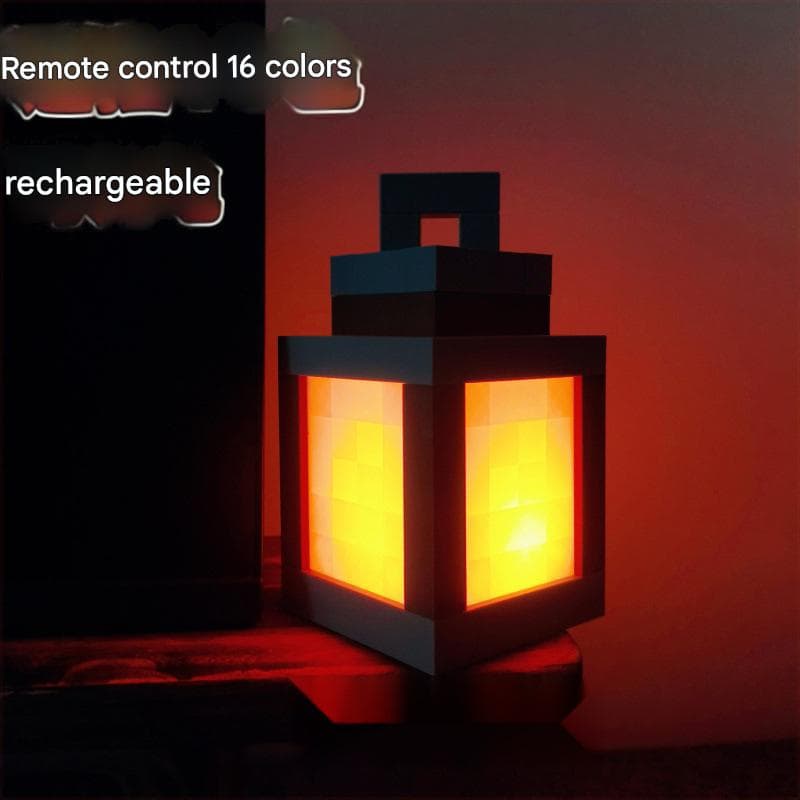 Minecraft Luminous Lantern Night Light Charging Game Torch Lamp Children's Bedroom Atmosphere Lamp Model Ornaments Lamp