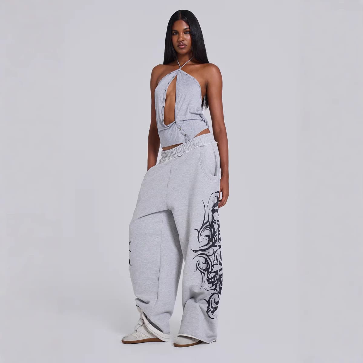Women's Clothing Y2k Retro Street Fashion Print Loose Wide Leg Straight Casual Trousers Sweatpants