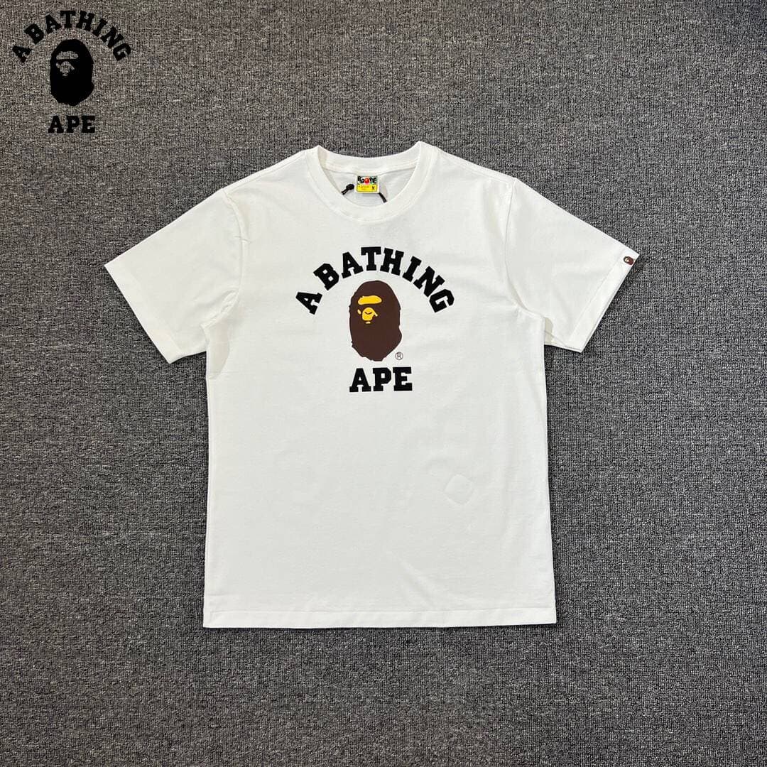 A BATHING APE BAPE-Ape Man Small Head Classic Letter Printed Short Sleeved T-shirt Made Of Pure Cotton Fabric