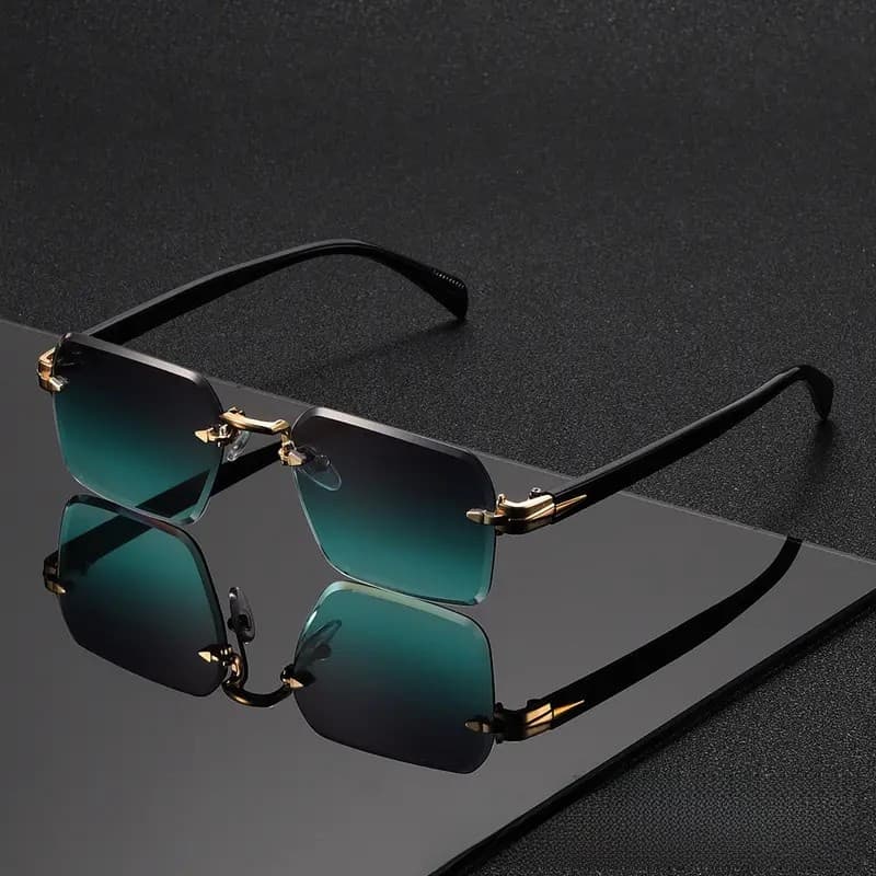 2026 New Square Frameless Men's Sunglasses, Metal Fashion Sunglasses For Women, European And American UV Protection,