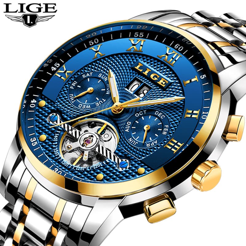 LIGE's New Tourbillon Multi Functional Frosted Surface Fully Automatic Nical Waterproof Leisure Watch