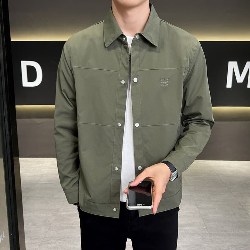 Men's Clothing Spring And Autumn Jackets Casual Versatile Lapel Breathable Solid Color Tops