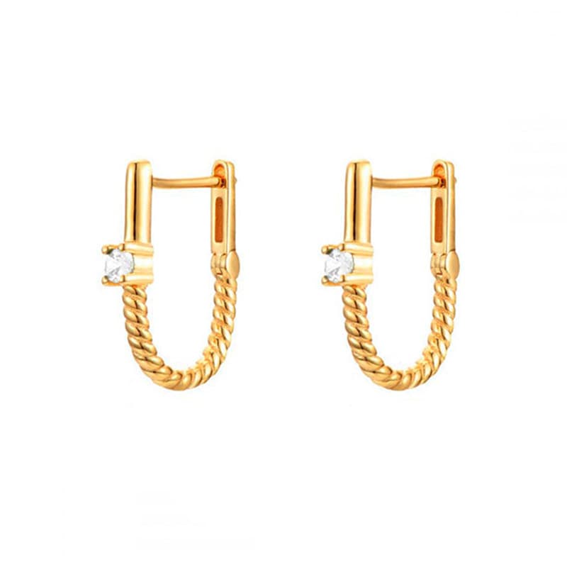 Women's Jewelry S925 Silver Needle U Shaped Geometric Earrings Fashion Versatile Twisted Rope Retro Earrings Ear Jewelry