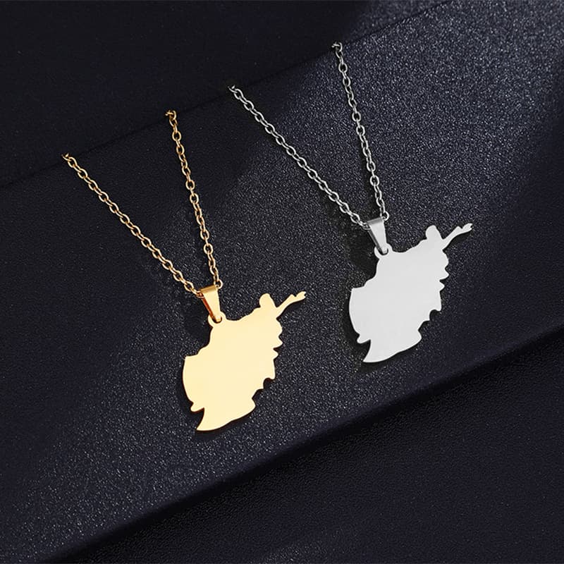 fashion style Afghanistan map pendant necklace smooth geometric men's and women's stainless steel pendant