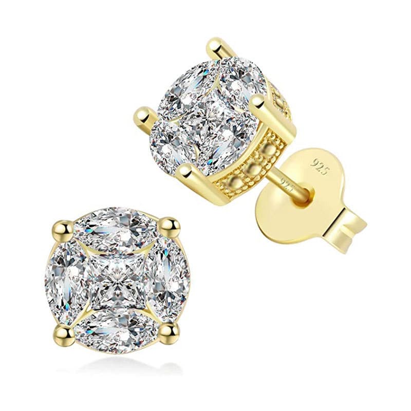Cao Shi Hip Hop Unisex Earrings with Copper Micro Inlaid Zircon Mini Earrings for Women's New Style