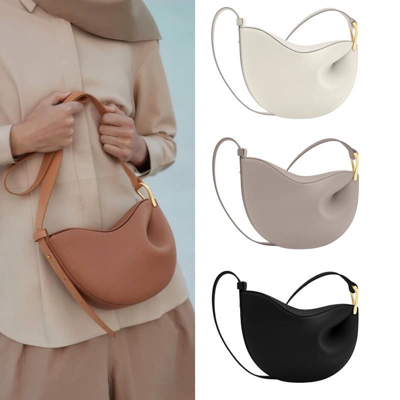 Single Shoulder Bag Pea Bag Genuine Leather Women's Niche New Single Shoulder Messenger Bag Cowhide Saddle Bag Fashion Trend Women's Bag