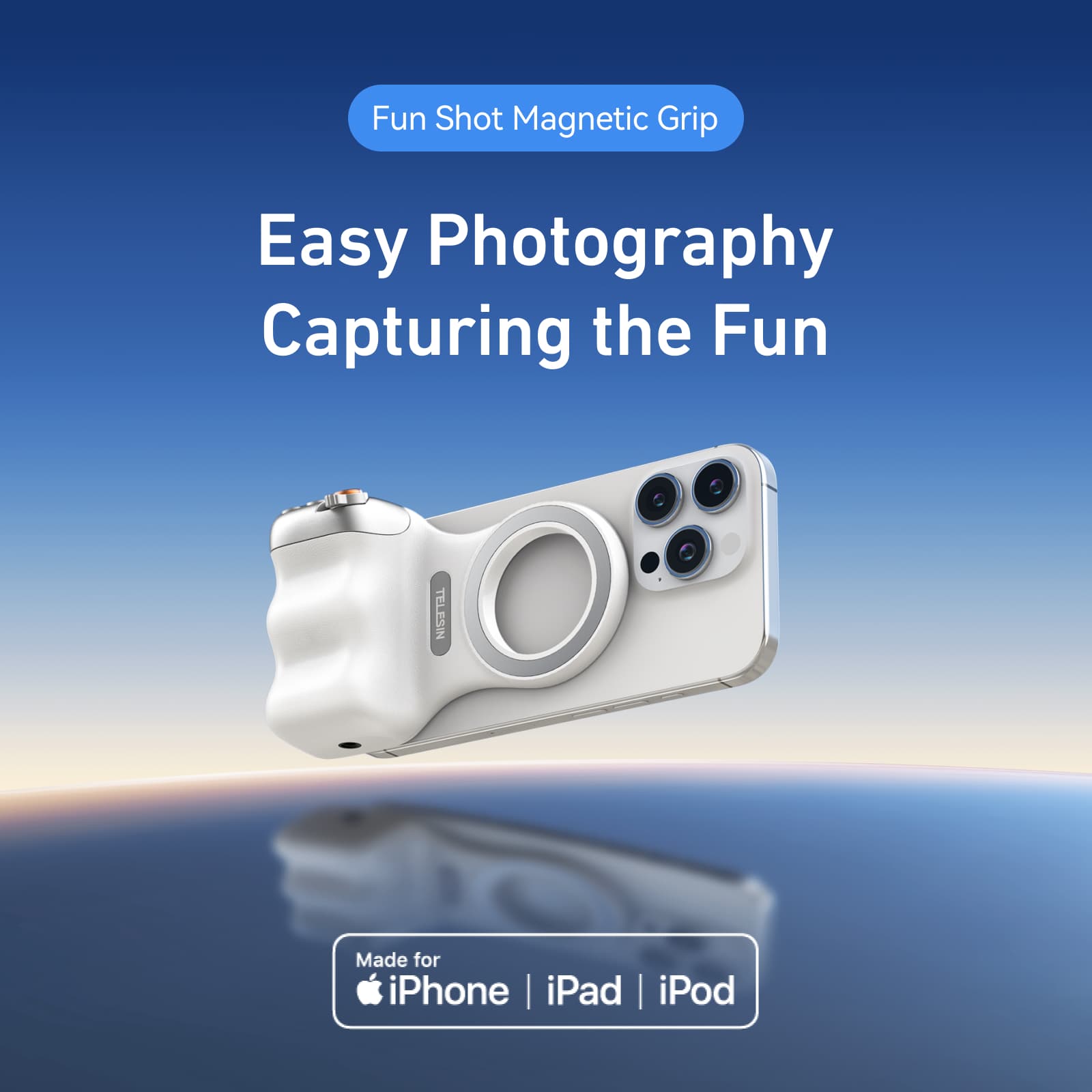 Fun Shot Magnetic Grip, Ergonomic Style Phone Camera Grip With Detachable Remote, Expandable Functionality For