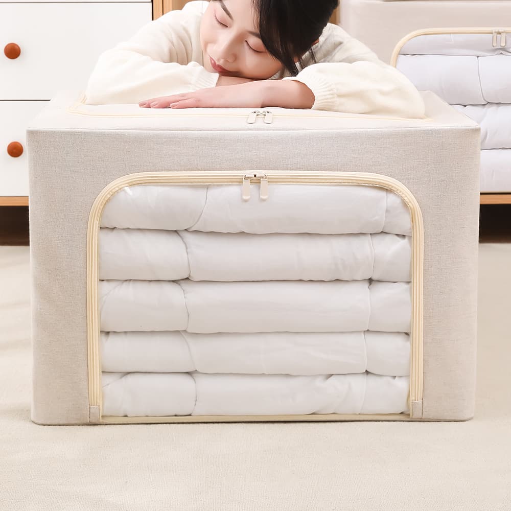 Large Clothing Storage Box Fabric Artifact Household Foldable Wardrobe Storage Box Steel Frame Storage Box