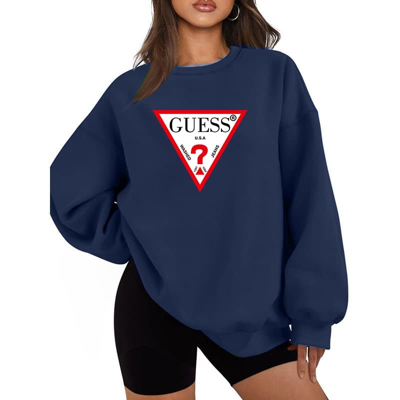 Sweat-shirt ample à col rond pour femme, imprimé de marque tendance printemps, automne et hiver