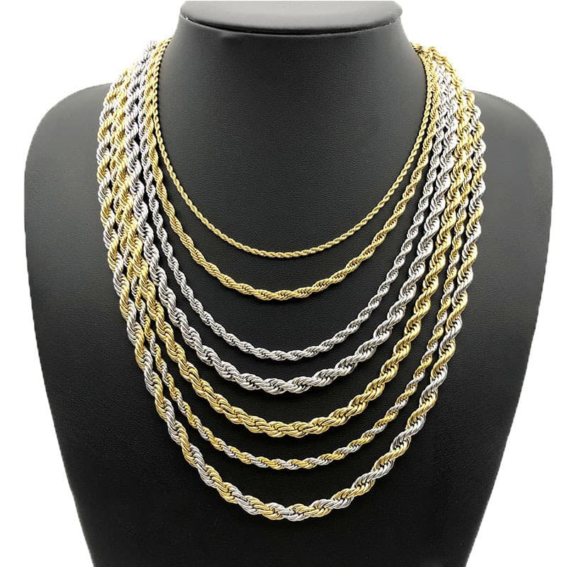 Straight stainless Fried Dough Twists necklace titanium steel fashion hip-hop pendant with chain for lovers