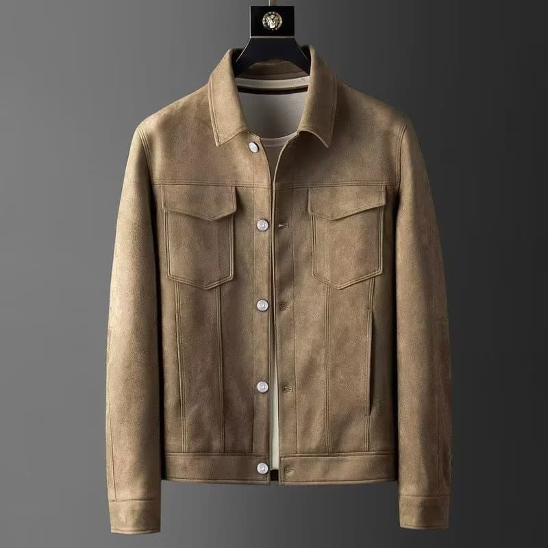 High End, Light Luxury, Comfortable Elastic Suede Jacket Lapel Casual Autumn And Winter Jackets For Men's Fashion