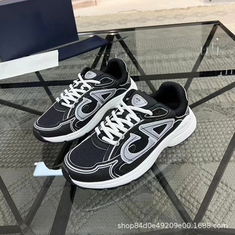 Chaussures de sport décontractées Guangzhou Goods CD Fashion B30, version haute, réfléchissantes, patchwork, pour papa, pour couple