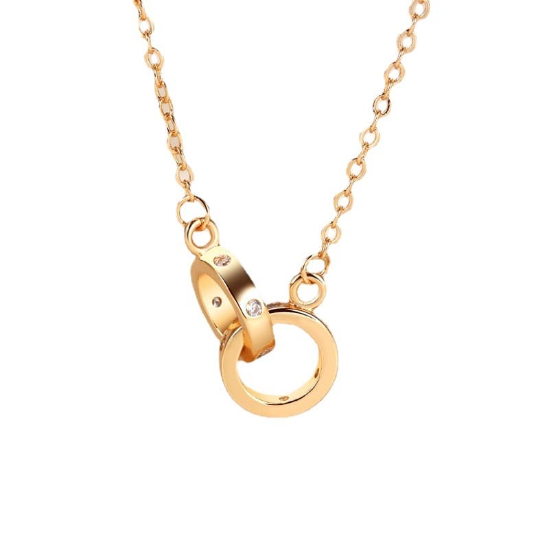 Women's Jewelry Mobius Double Ring Necklace Light Luxury Temperament Fashion All Match Personality Niche Clavicle Chain