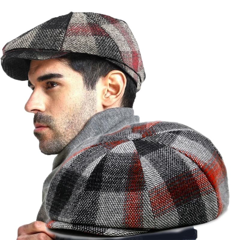 Hot Sale 2024 Spring Autumn and Winter Newsboy Caps Men Women Plaid Pattern Wool Beret Dad Felt Ivy Cap Man Big Size Octagonal