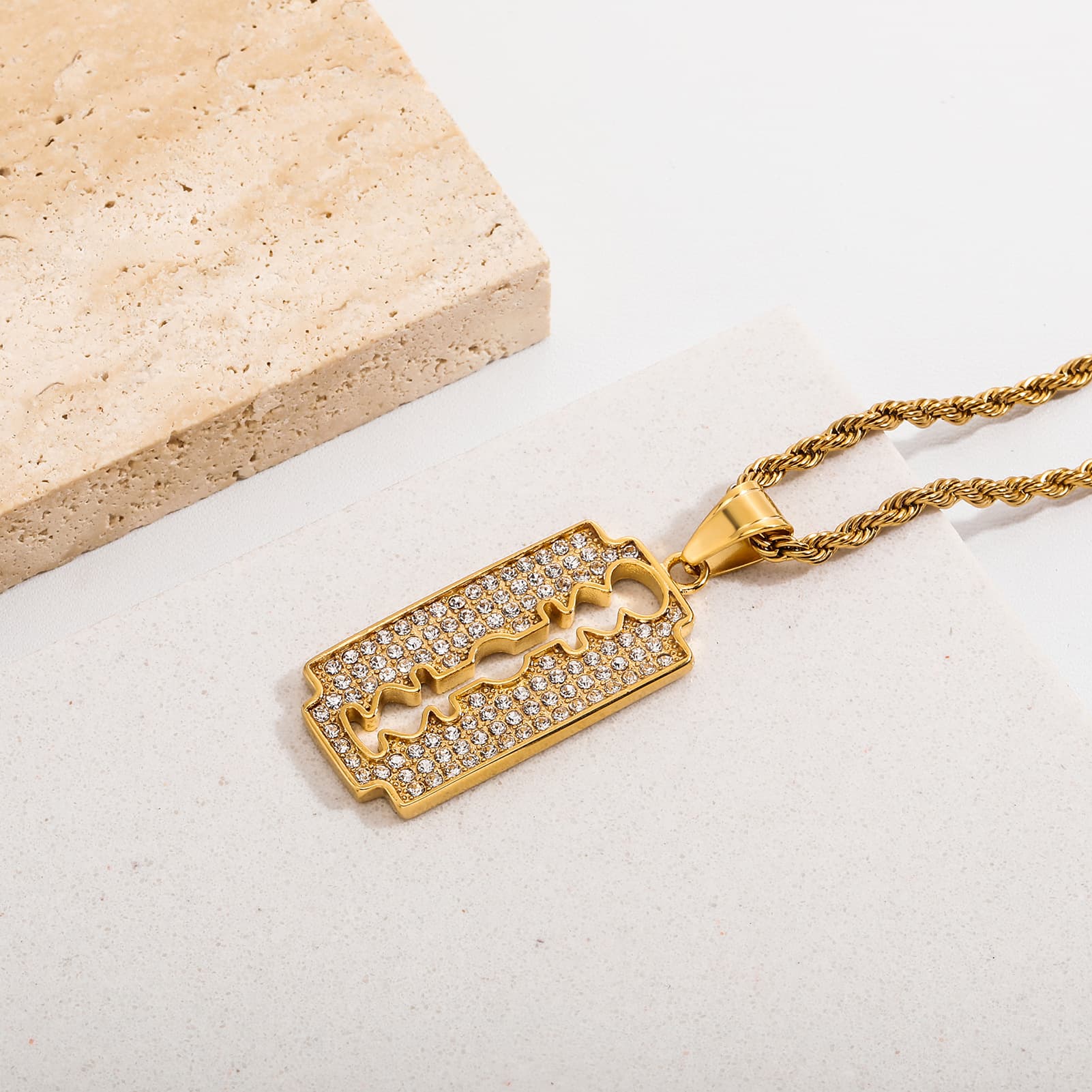 Stainless Steel Blade Hip Hop Style Pendant Necklace Men And Women Trendy Retro Accessories Live Broadcast
