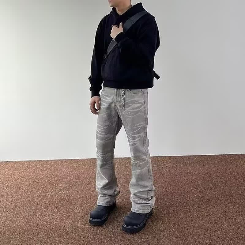 Men's Clothing Straight Leg Jeans Spring And Autumn Men's Straight-Leg Cement Gray Jeans – Relaxed Fit Stretch Denim Pants With Subtle Flare (S-3XL)