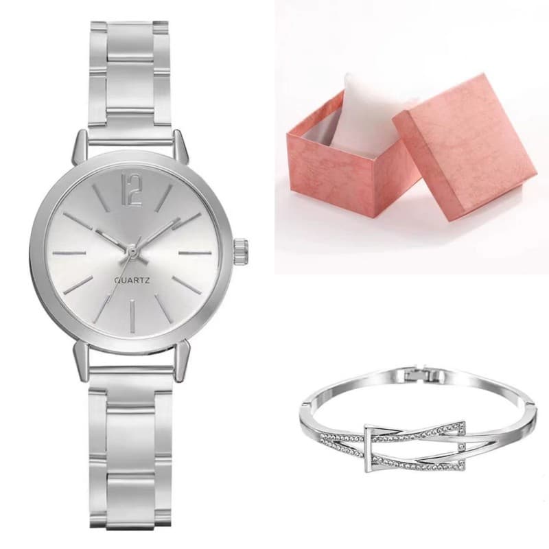 hot sale women's thin narrow strap simple business steel strap quartz watch female student exam watch gift box