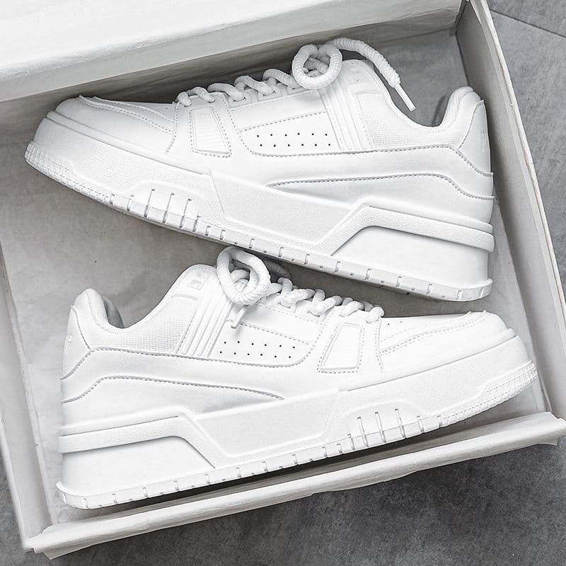 Men's shoes versatile casual pure black sneakers youth sports thick bottom heightening bread trendy shoes