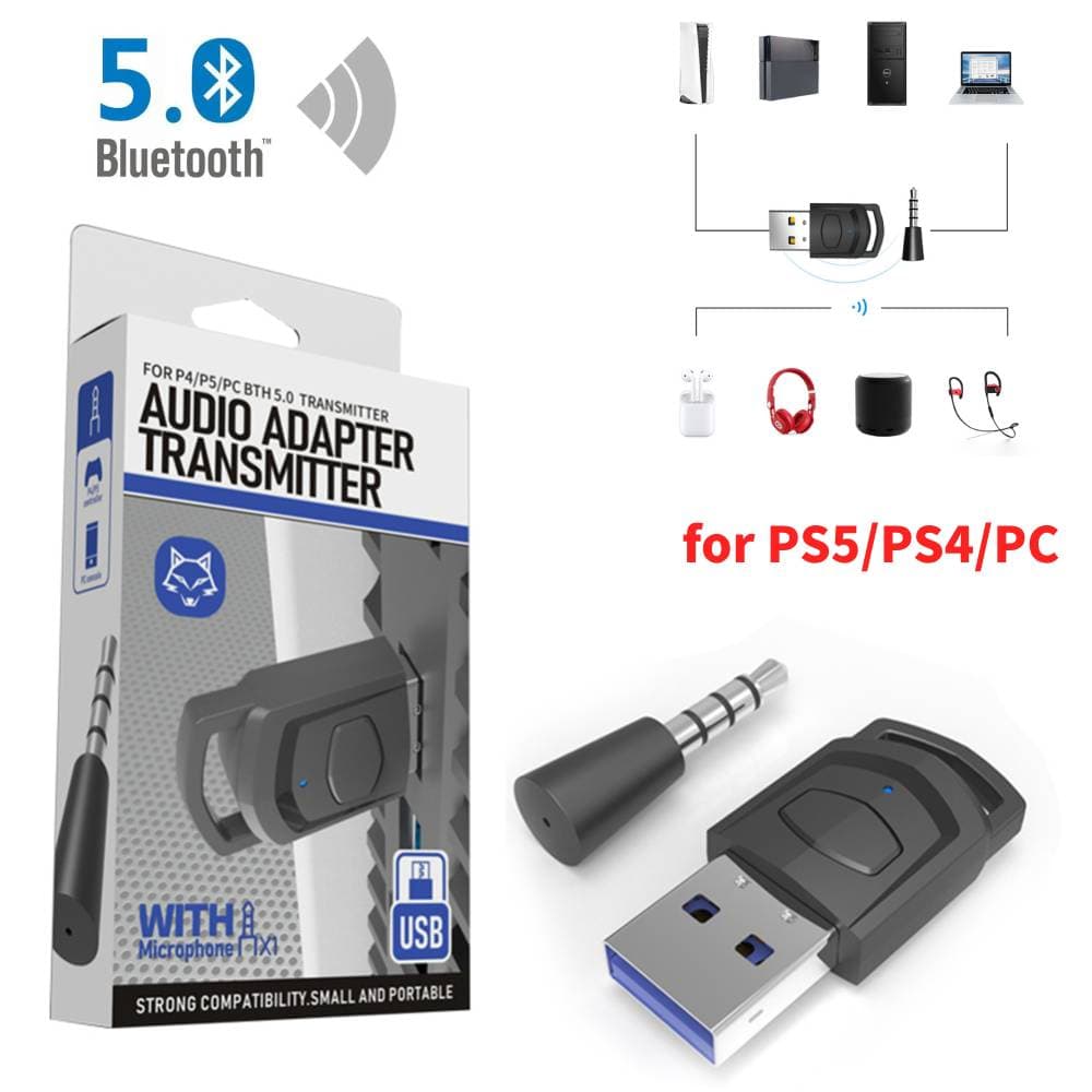 Audio Transmitter Wireless Headphone Adapter Receiver For PS5/PS4 Game Console PC Headset 2 In 1 USB Bluetooth 5.0