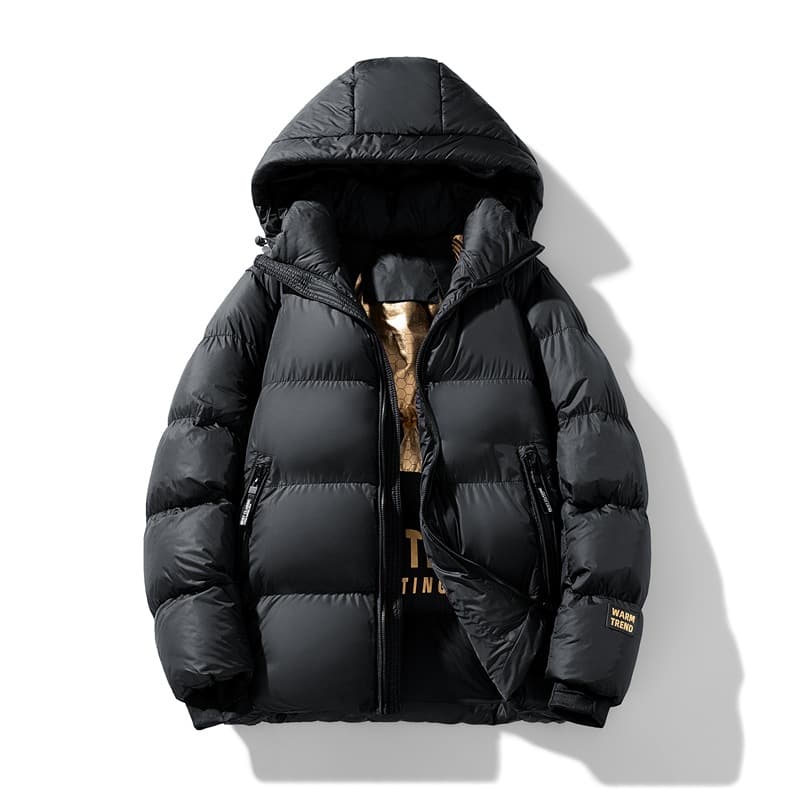 Women's Clothing Men's Winter Hooded Graphene Cotton Jacket - Thickened Loose Fit Coat For Cold Weather, Lightweight & Warm, Black