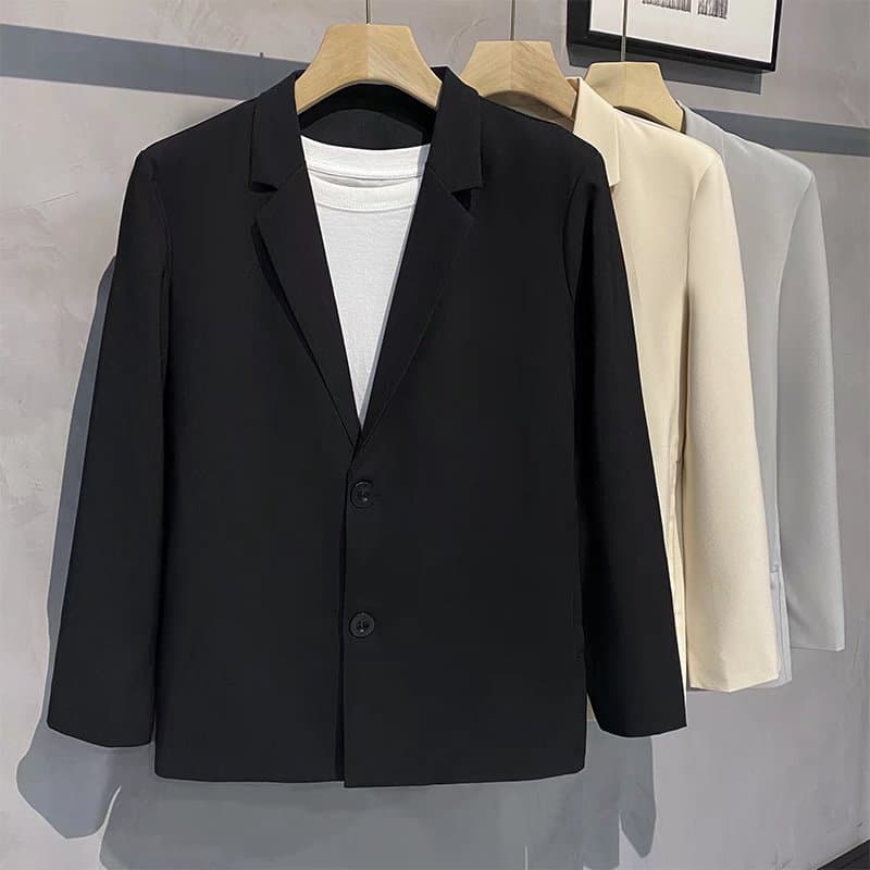 CT Casual Spring Slim Fit Single Korean Style Hipster Men Versatile Trendy Solid Color Small Blazer