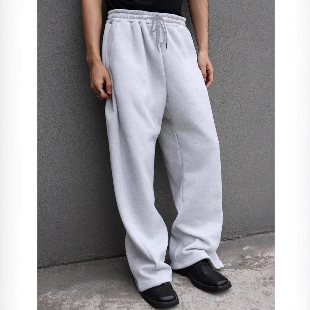 Men's Sweatpants Drawstring Straight Wide Leg Loose Pocket Trousers Casual Pants Sports Pants