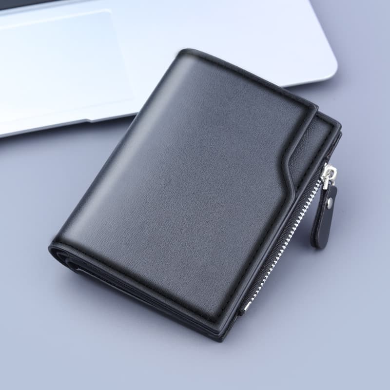 Men's Short Wallet New Leather Wallet Men's Three fold Multi Card Wallet Men's 13 Card Zipper Zero Wallet Men's Safe and Fashionable Card Bag
