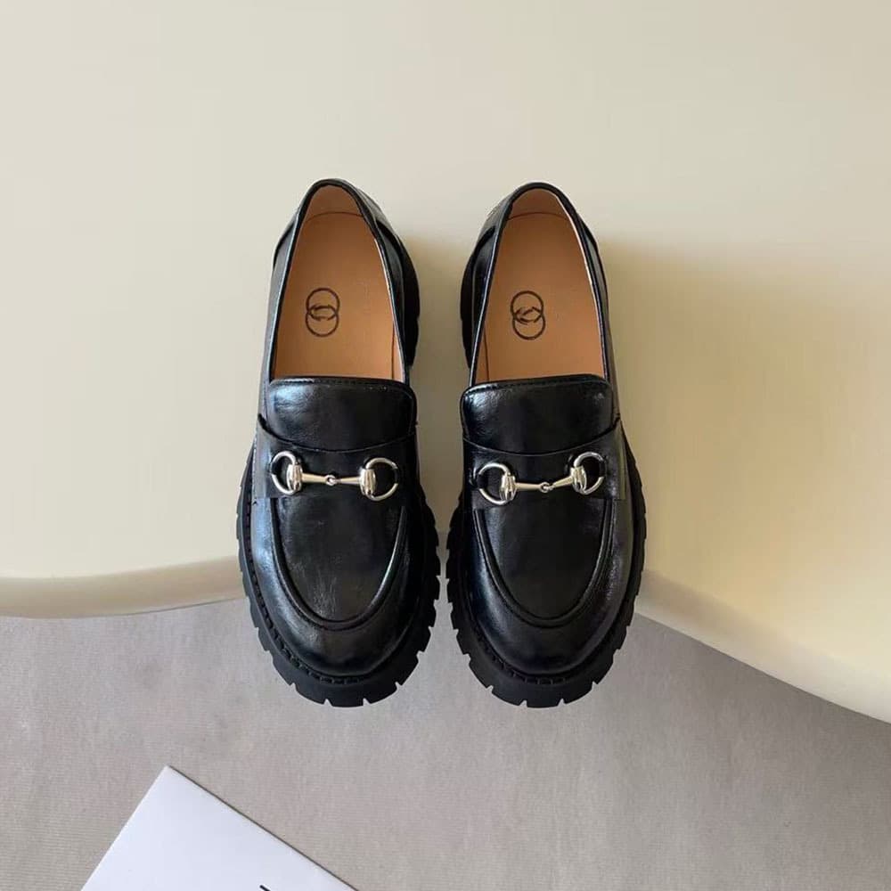 Mocassins à enfiler polyvalents en cuir, petits modèles, pour femmes, collection 2025, style transfrontalier, avec mors.
