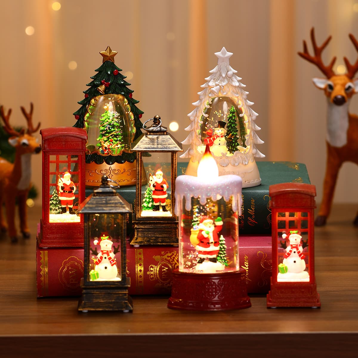 Christmas Glowing Candle Lamp Creative Small Wind Lamp Night Light Ornaments Christmas Children's Gift Window Decoration Decoration