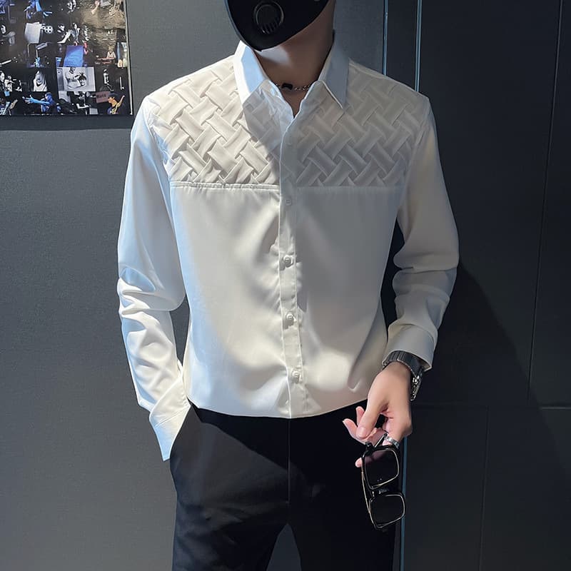 Men's Clothing Woven Shirt Men's Long Sleeved White Shirt Spring And Autumn Handsome Men's Tops New Shirt