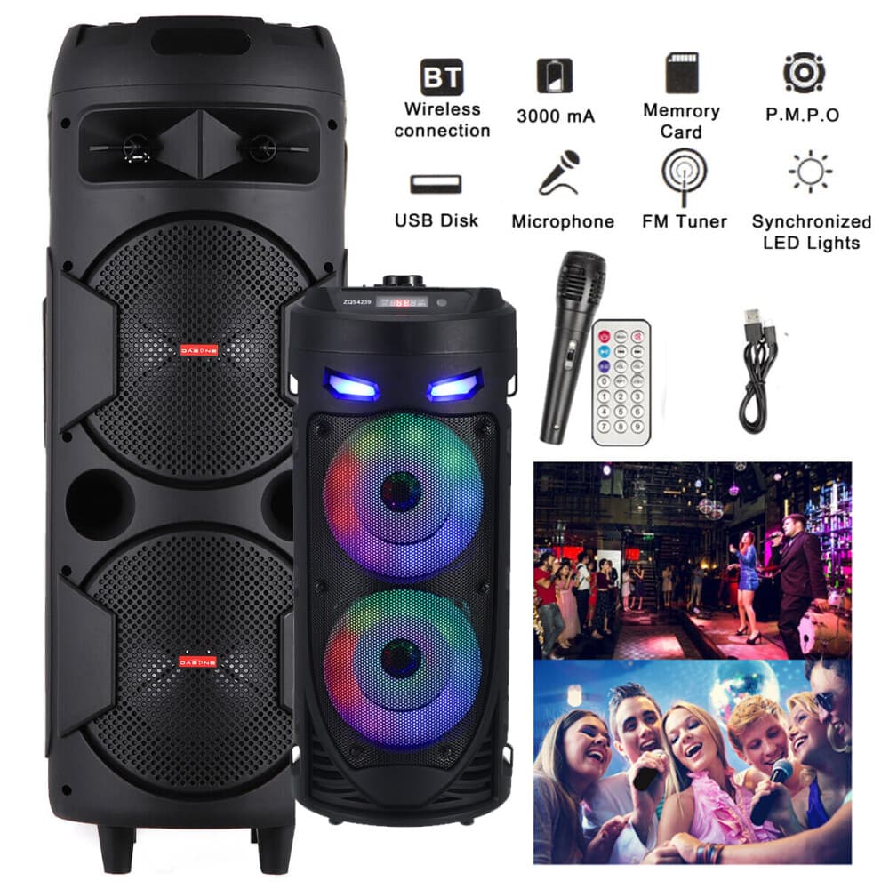 Enceinte Bluetooth portable 3000 W, caisson de basses, basses puissantes, système audio pour fête et micro