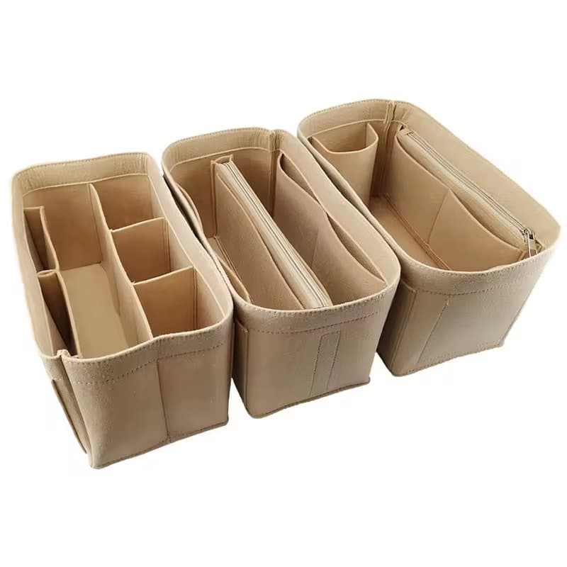 Felt Beach Bag, Large Capacity, Multi-pocket, Snap Inner Liner Bag, Multi-functional Organizing, Portable Makeup Bag