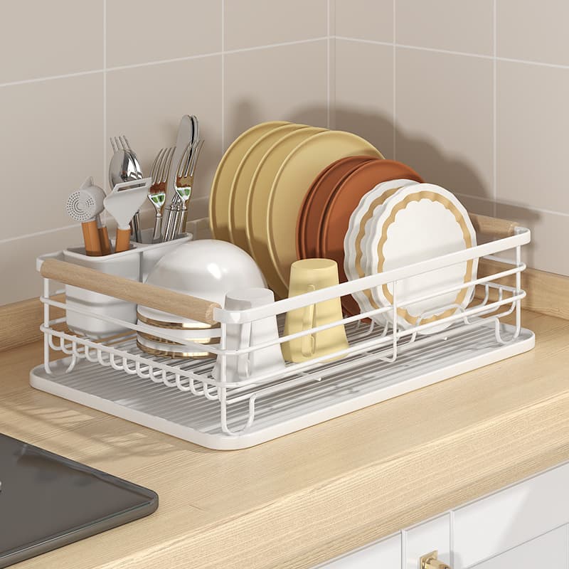 Dish Drainer Rack - Countertop Sink Organizer For Bowls & Chopsticks Kitchen Cabinet Storage Box Water Catcher