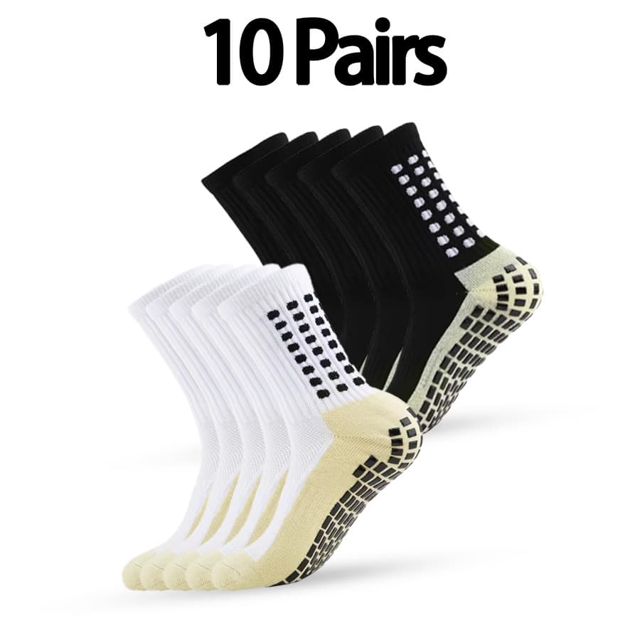10 Pair Pack Professional Training Soccer Socks Thickened Terry Cloth Sole Mid Calf Adhesive Backing Non-Slip Men's And Women's Sports Socks