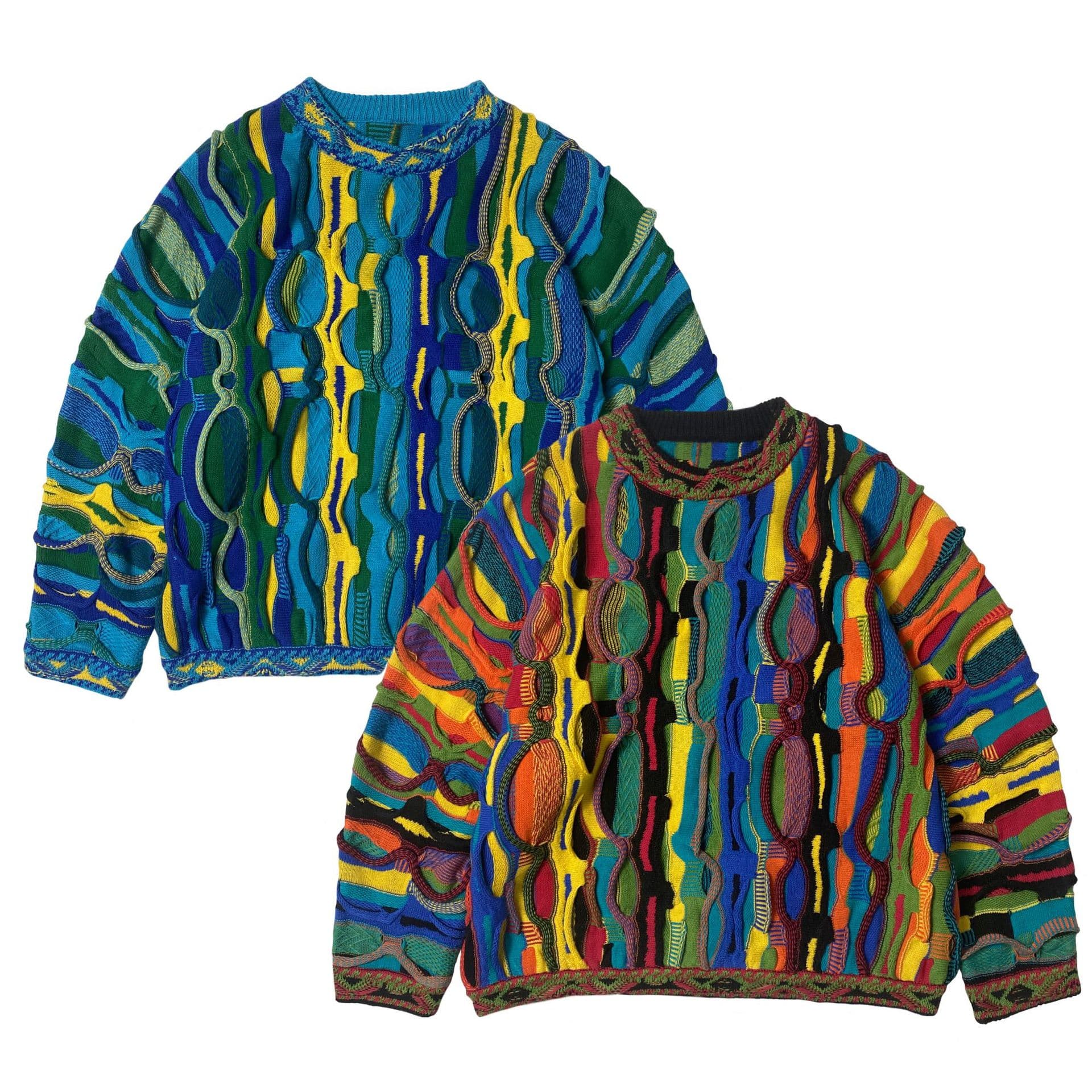 vintage loose pop contrast hip hop ethnic style knitted retro round neck pullover sweater