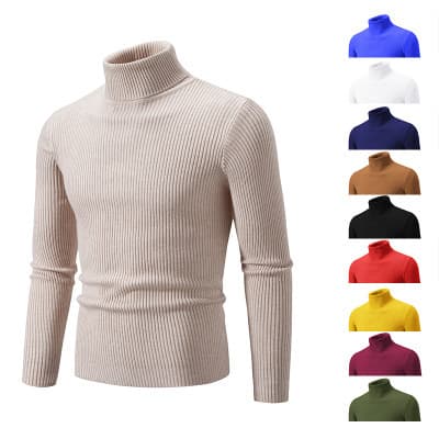Autumn And Winter New Solid Color High Neck Sweater Casual Coat Men's Pullover Large Size Knitwear