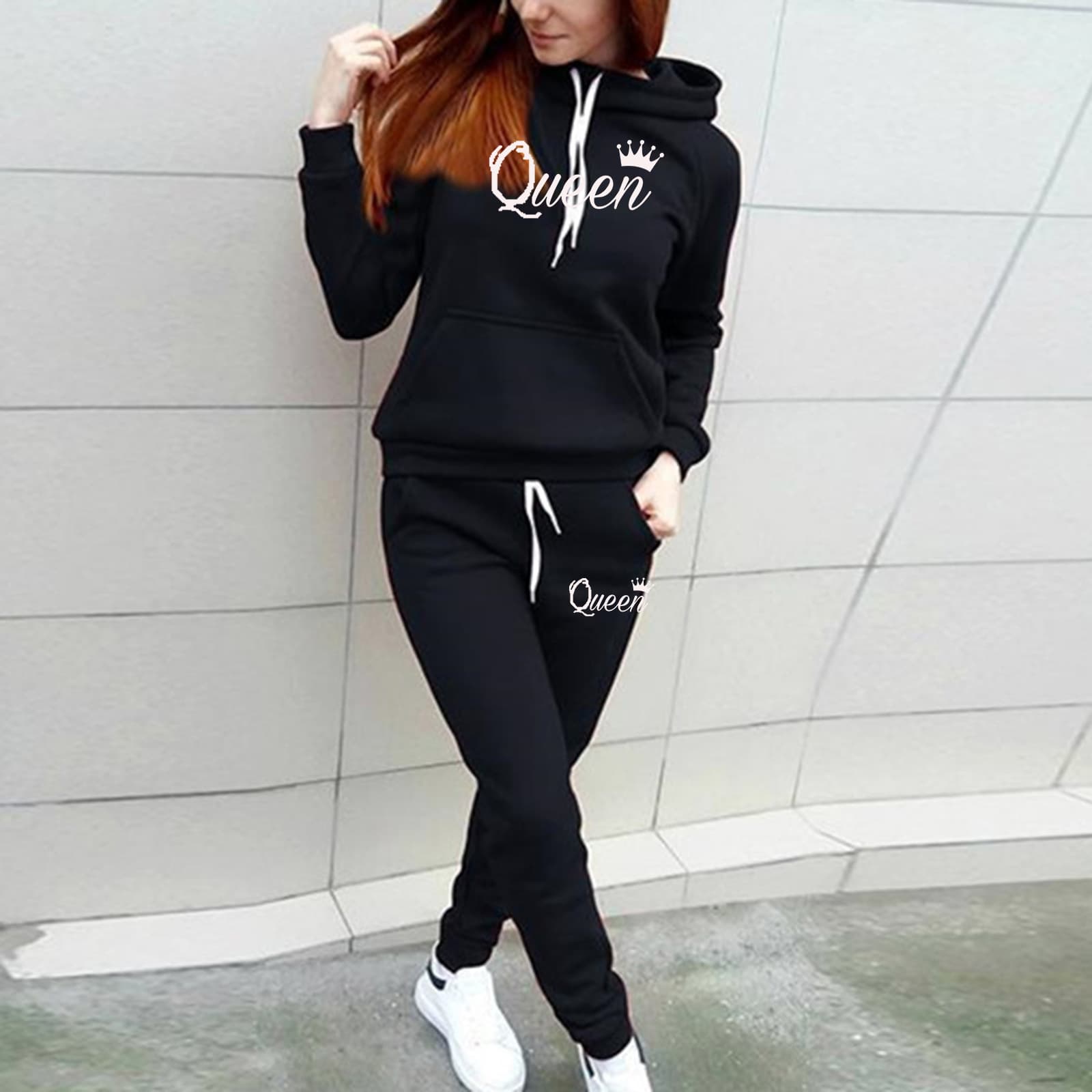 Women's Printed Hoodie Set Pullover Hoodie Sport Suit Casual Suit