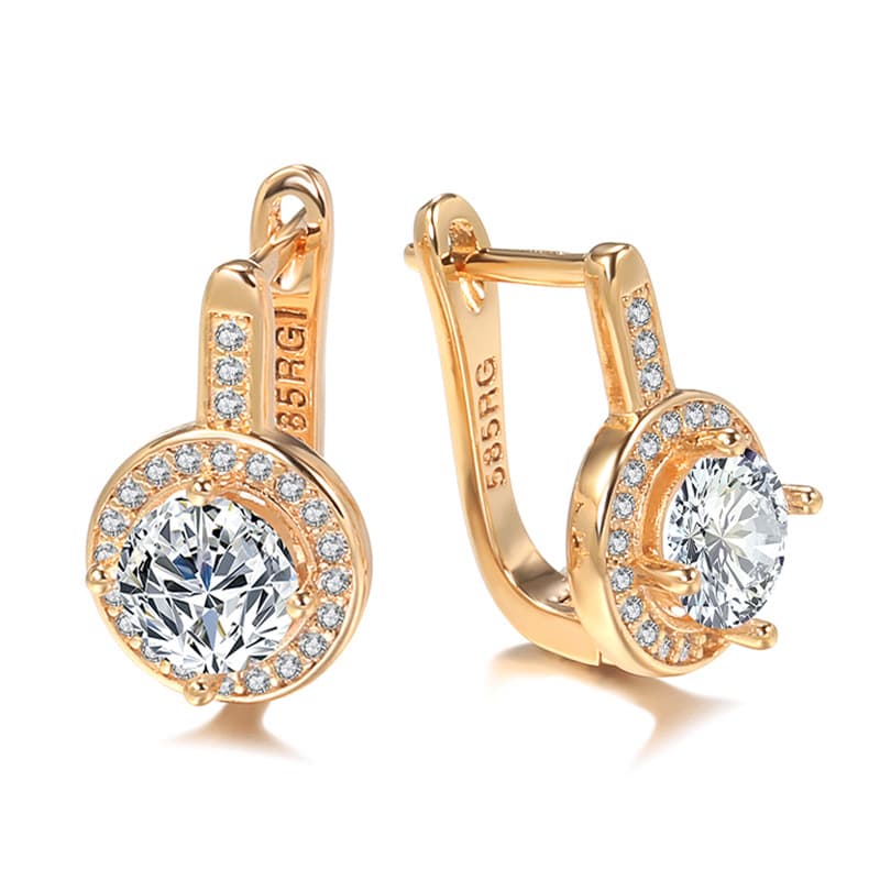 Women's Jewelry Fashion Design Zircon Earrings Temperament Rose Gold Small Earrings