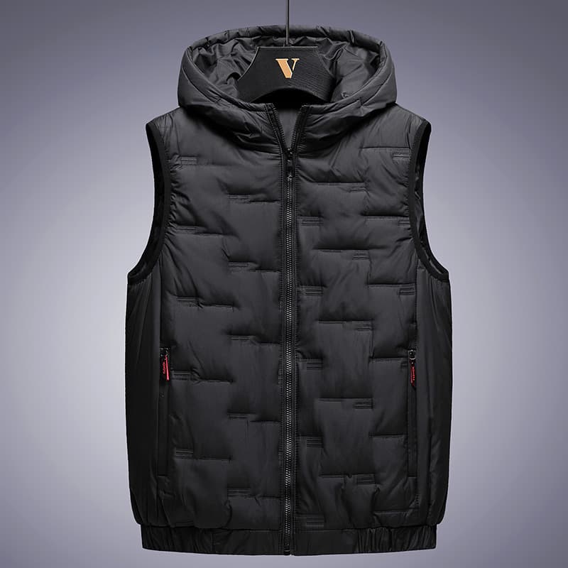 new style down cotton hooded vest men's loose large size plus fat warm men's winter sleeveless jacket vest