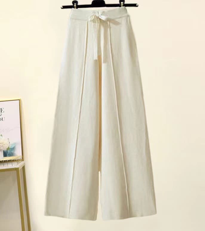 Ensemble coréen oversize en maille – Pull à grosses torsades et pantalon fluide à jambes larges, tenue d'hiver décontractée à col montant (Be