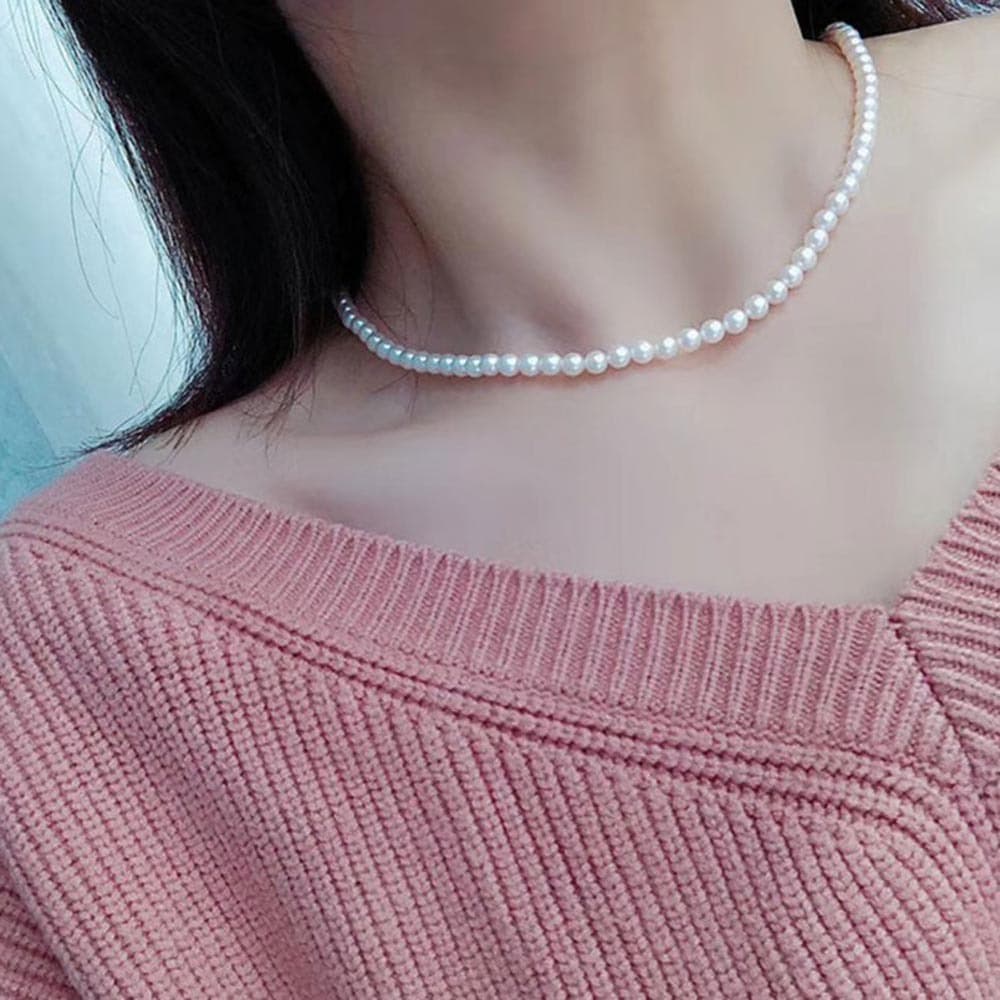 Fashion Simple Glass Pearl Necklace Ins Trendy Pearl Necklace For Women