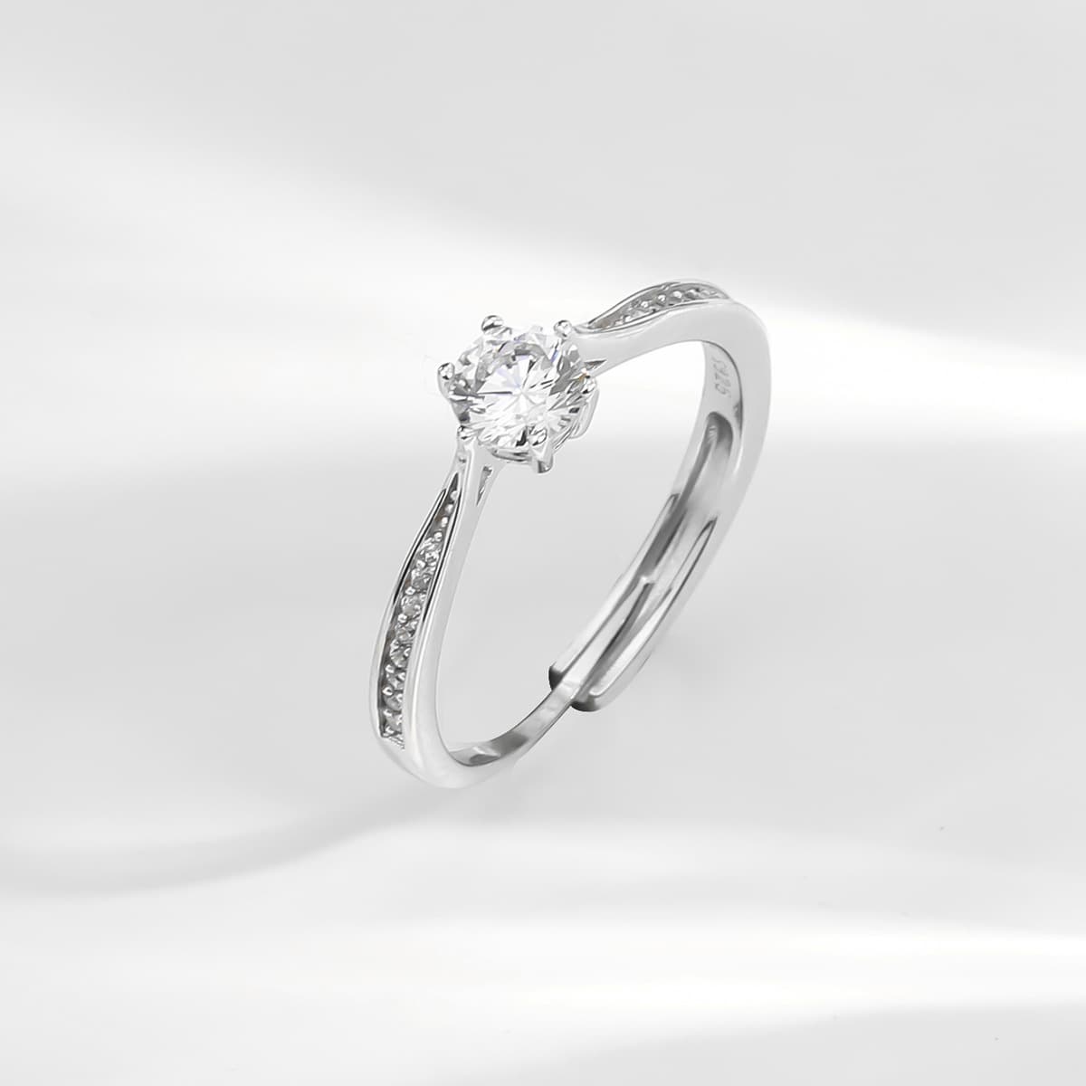 Silver Ring Women, Korean And Japanese Style Moissanite Diamond Six-Prong Couple Rings, Wedding Proposal Ring, Gift For