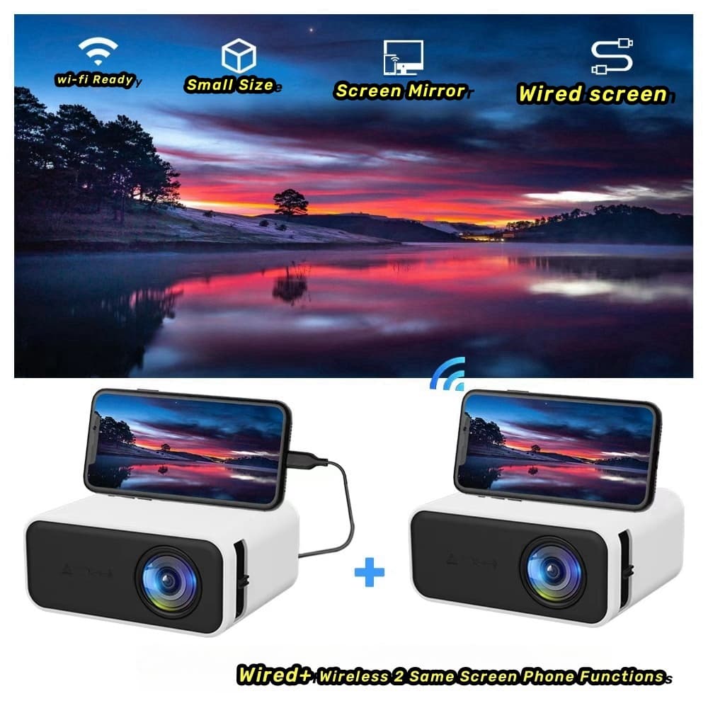 YT500 LED Mobile Video Mini Home Theater Media Player Kids Gift Cinema Wired Mulitscreen Projector For Iphone Android