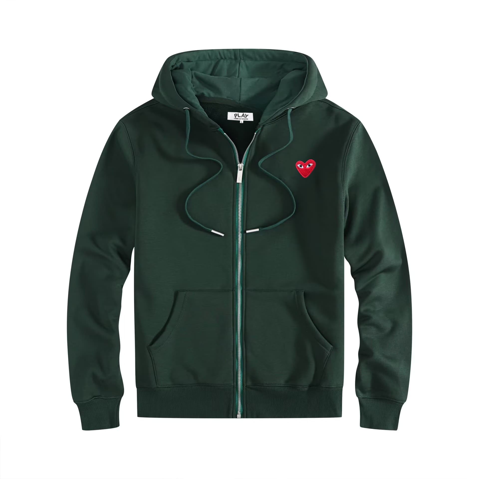 Sweat-shirt à capuche doublé polaire PLAY avec fermeture éclair et cœur brodé, ample, grande taille, unisexe, pour couple