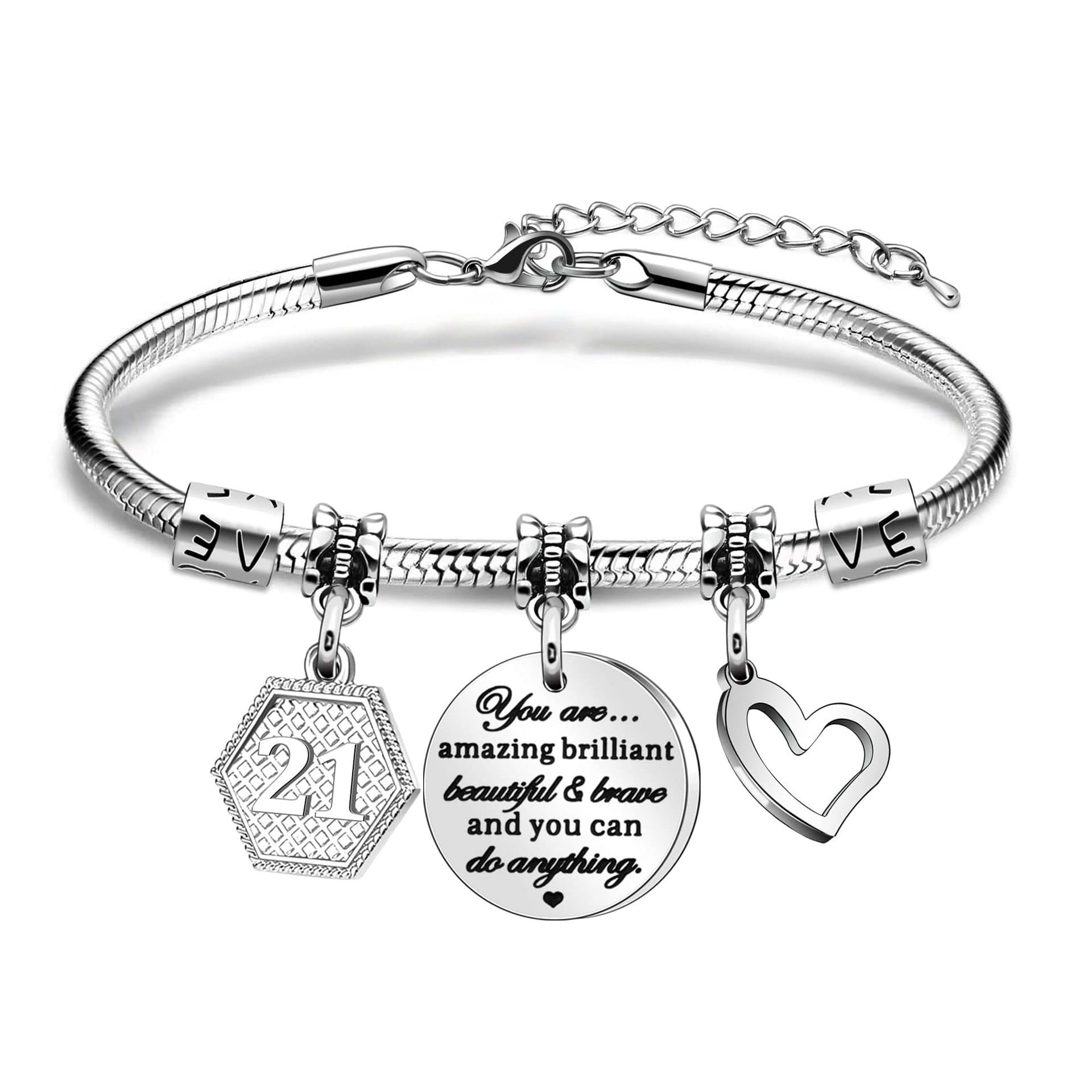 Birthday bracelet stainless steel soft chain round plate engraved love pendant digital girl gift stainless steel birthday bracelet