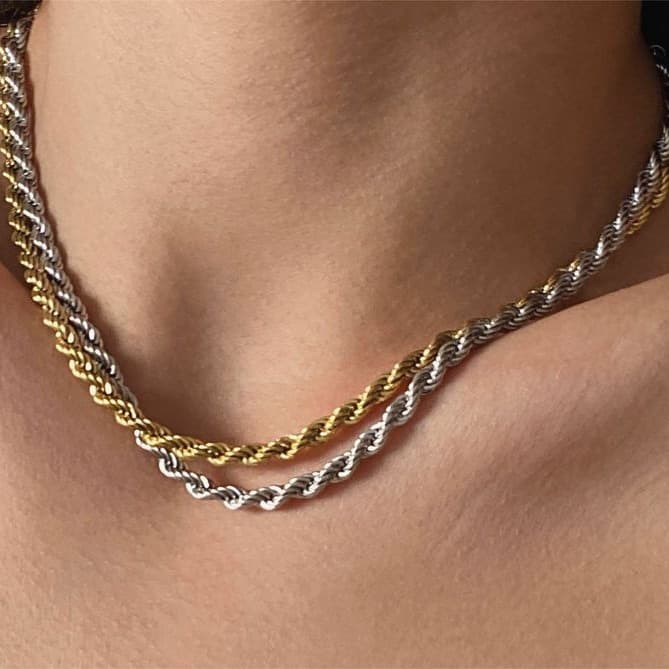 Fashion New Hip-Hop Trend 3MM Braided Chain Necklace For Men, Unique Cuban Style Accessories, Set Of 2 Necklaces