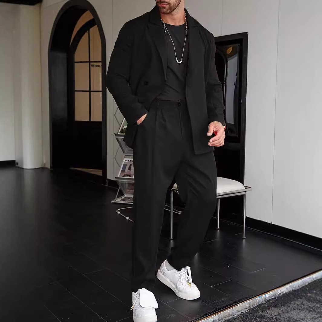 Men's Clothing Four Seasons Trend High Quality Solid Color Suit Trousers Set WL008 MR7