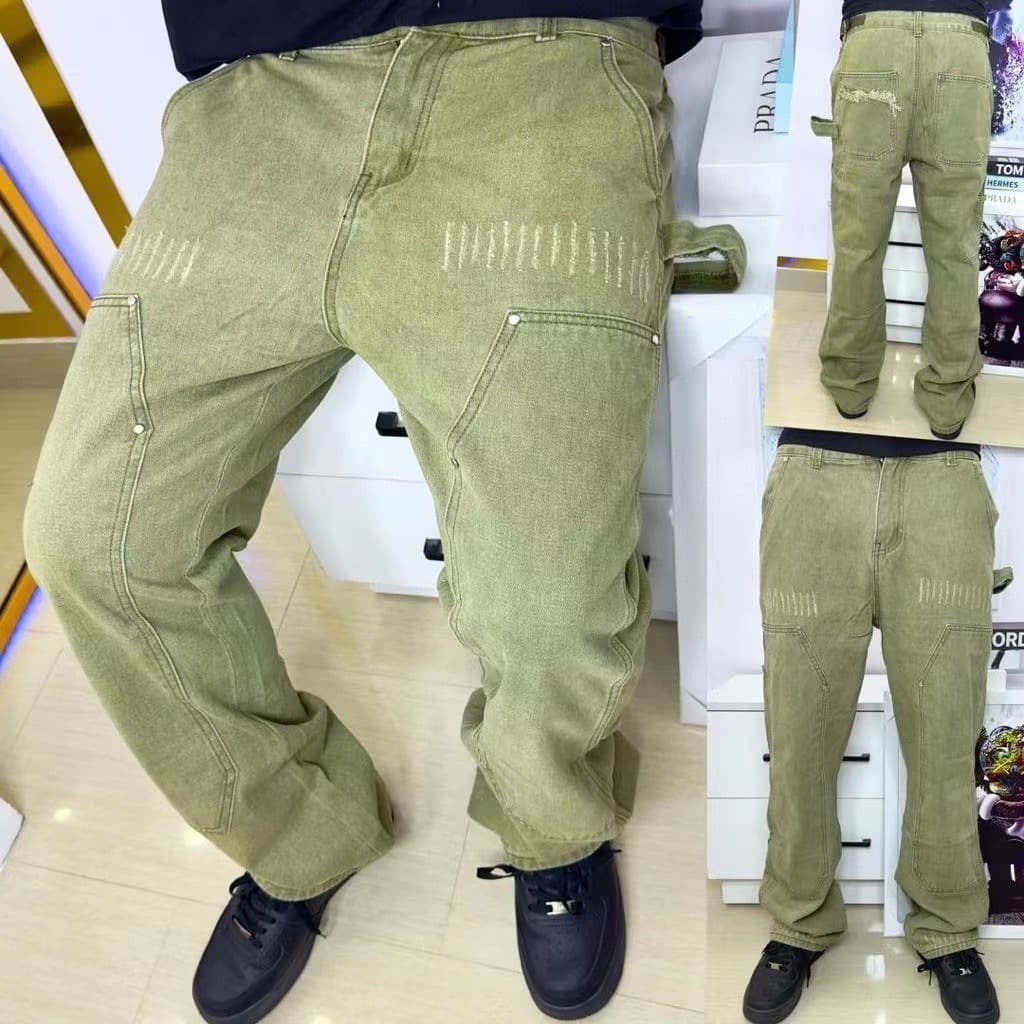 Men's Clothing Retro Wasteland Distressed Vibe Flare Cleanfit Logging Work Jeans For Men