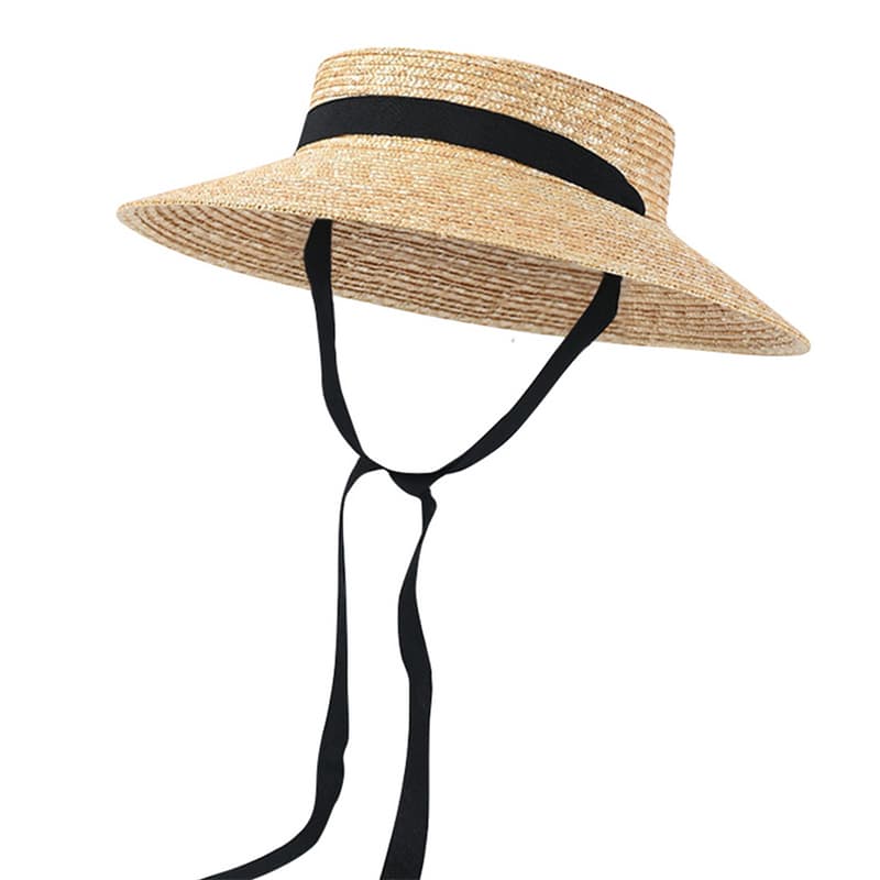 GEMVIE 2024 Fashion Capeline Outdoor Spring Summer Tie Hat Women Sun Protection Beach Flat Top Straw Hats