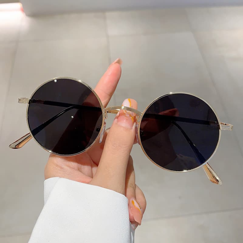 Retro Personality Same Retro Artistic Round Small Frame Punk Style Harajuku Prince Mirror Unisex Sunglasses Wholesale